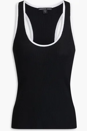 James Perse Ribbed linen-blend jersey tank
