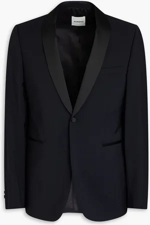 Sandro Satin-paneled wool tuxedo jacket - Blue