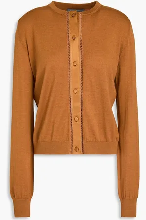 Alberta Ferretti Wool, silk and cashmere-blend cardigan - Brown