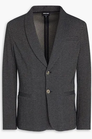 Giorgio Armani Jacquard-knit cotton and cashmere-blend blazer - Blue