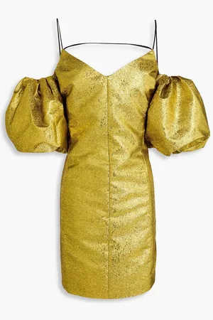 STINE GOYA Brera cold-shoulder metallic fil coupé jacquard mini dress - Metallic
