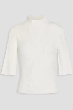 VERONICA BEARD Pernia ribbed-knit turtleneck top - White
