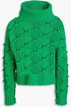AUTUMN CASHMERE Embellished pointelle-knit cashmere sweater