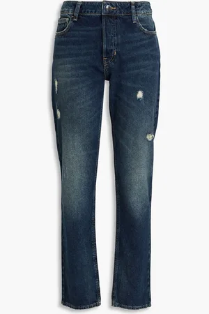 Emporio Armani Distressed high-rise slim-leg jeans - Blue