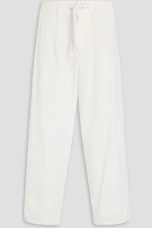 Emporio Armani Pleated cotton-corduroy pants - White