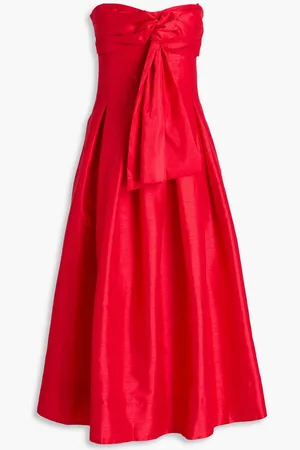 Nicholas Strapless knotted shantung midi dress