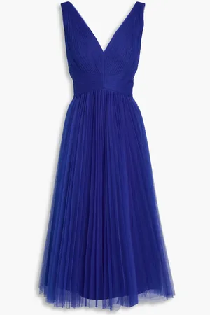 ZAC Zac Posen Pleated tulle midi dress - Blue