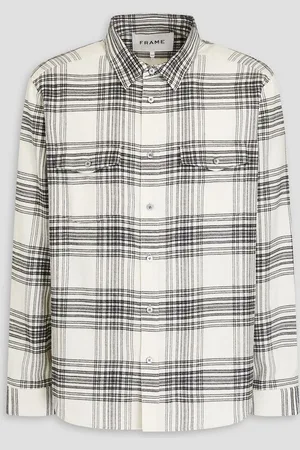Frame Checked cotton-flannel shirt - White