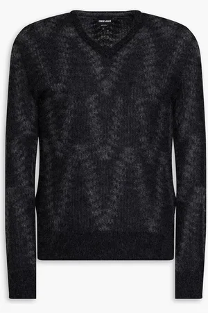 Giorgio Armani Jacquard-knit mohair-blend sweater