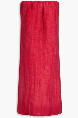 Khaite Yara strapless linen and silk-blend jacquard midi dress