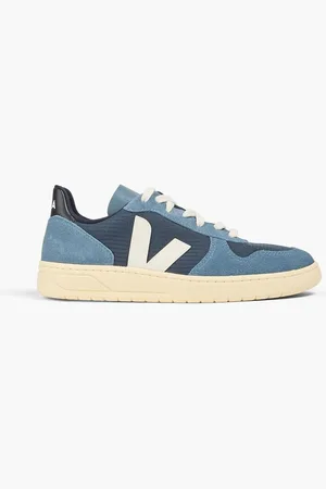 Veja V-10 suede and ripstop sneakers - Blue