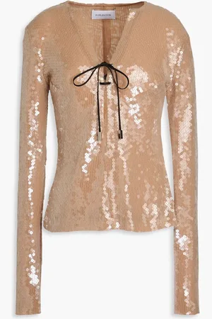 16Arlington Seeran cutout sequined stretch-tulle top