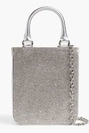 Judith Leiber Crystal-embellished metallic leather tote - Metallic