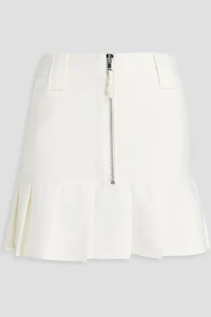 Ganni Pleated slub woven mini skirt - White