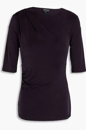 Giorgio Armani Draped cupro-blend jersey top - Purple