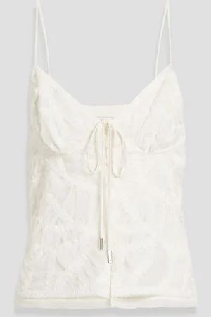 Simkhai Wilde bow-detailed embroidered georgette camisole - White