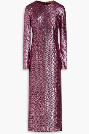 Missoni Metallic crochet-knit wool-blend midi dress