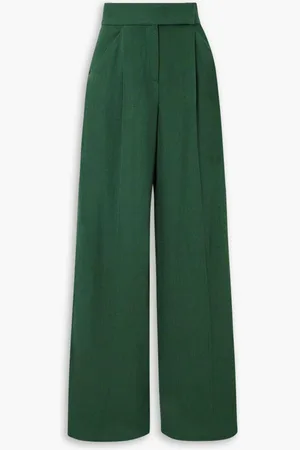 VERONICA BEARD Marbeau pleated voile wide-leg pants - Green