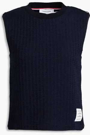 Thom Browne Waffle-knit cotton vest - Blue