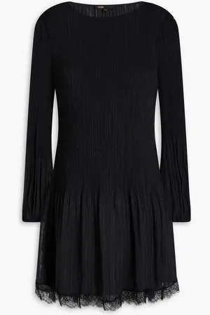 Maje Late-trimmed plissé-organza mini dress