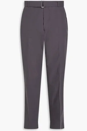 OFFICINE GENERALE Belted cotton pants - Gray