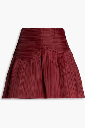 AJE Laurier Wave plissé-organza mini skirt