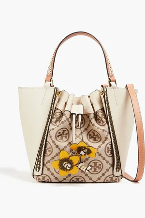 Tory Burch McGraw jacquard and leather tote - Neutral