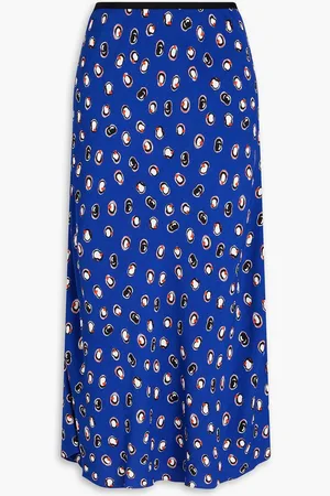 Diane von Furstenberg Delphie printed crepe midi skirt - Blue