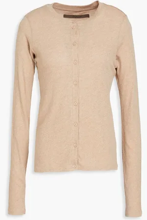 ENZA COSTA Cotton and cashmere-blend cardigan - Neutral