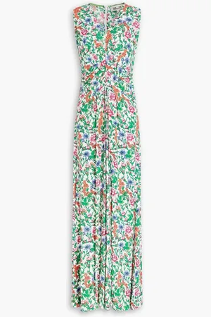 Diane von Furstenberg Ace pleated floral-print crepe maxi dress
