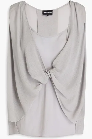 Giorgio Armani Twisted silk-gauze top - Gray