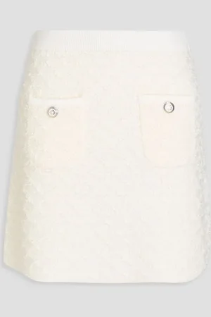 Maje Frayed knitted mini skirt - White