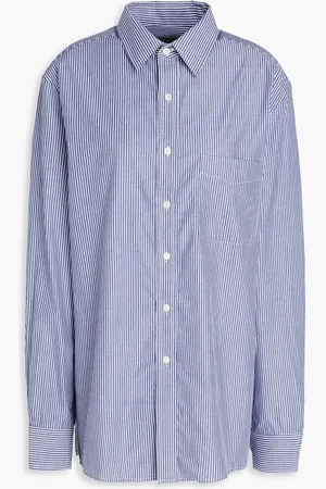 NILI LOTAN Finn striped cotton-poplin shirt - Blue