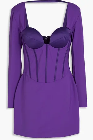 Retrofete Veronica satin-trimmed crepe mini dress