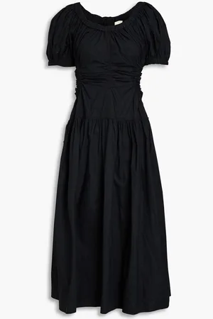 ULLA JOHNSON Golda cutout cotton-poplin midi dress