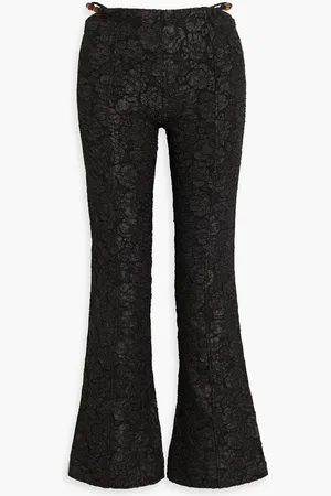 Ganni Cutout bead-embellished cloqué flared pants