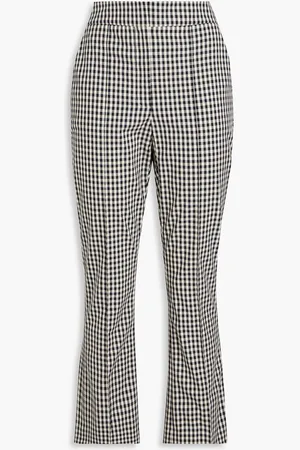 VERONICA BEARD Gingham cotton-blend flared pants