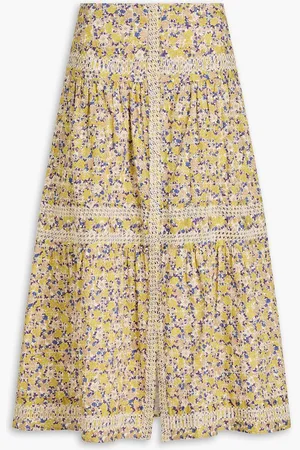 Maje Floral-print cotton midi skirt - Neutral