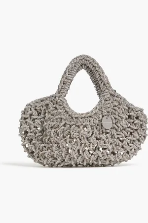 Alexander Wang Crystal-embellished macramé tote - Metallic