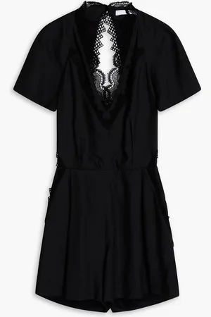IRO Open-back pleated twill playsuit