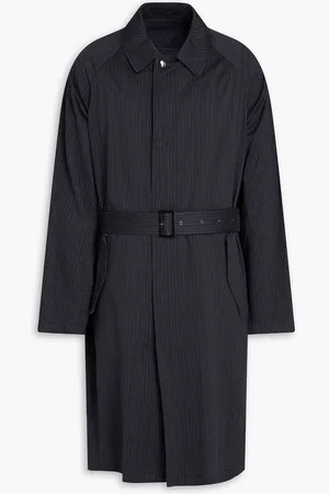 Giorgio Armani Belted cotton-blend taffeta trench coat - Blue