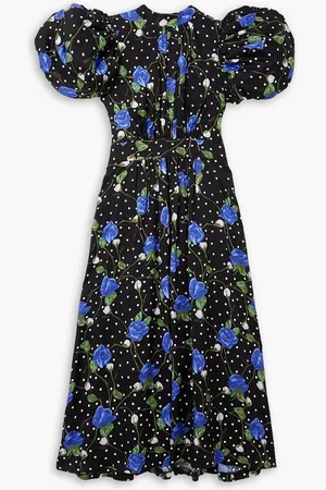 ROTATE Noon open-back printed satin midi dress