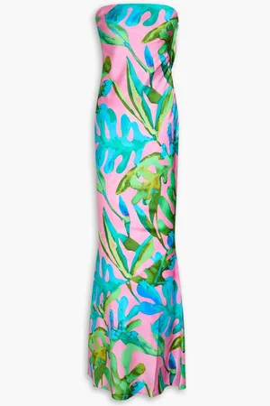Retrofete Keaton strapless printed silk-blend maxi dress - Blue