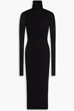 Serafini Mesh turtleneck midi dress