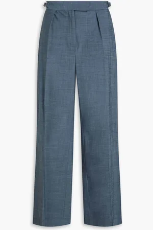 Maje Pleated woven wide-leg pants - Blue