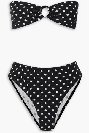 Leslie Amon Maria embellished polka-dot seersucker bikini