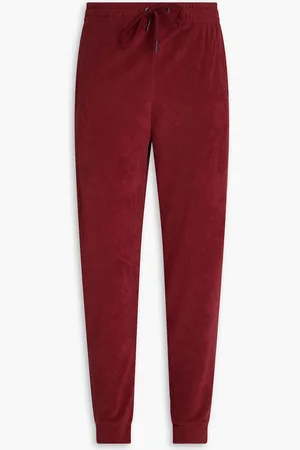 DEREK ROSE Tapered cotton-terry sweatpants - Burgundy