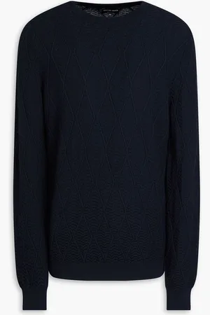Giorgio Armani Jacquard-knit wool and cashmere-blend sweater - Blue