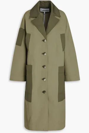 Ganni Twill trench coat - Green