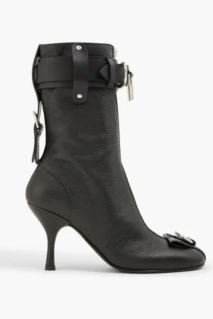 J.W.Anderson Padlock embellished pebbled-leather ankle boots
